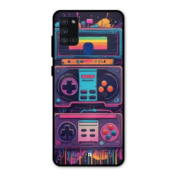 Comic Gaming Console Metal Back Case for Galaxy A21s