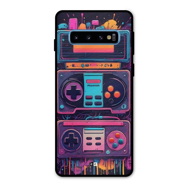 Comic Gaming Console Metal Back Case for Galaxy S10