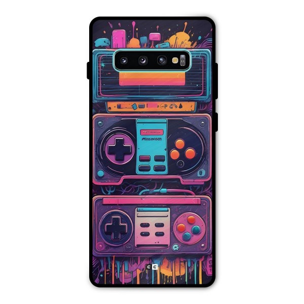 Comic Gaming Console Metal Back Case for Galaxy S10 Plus