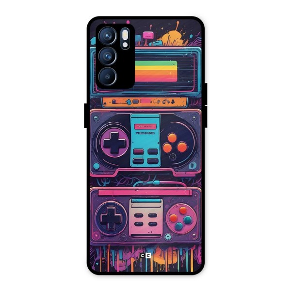 Comic Gaming Console Metal Back Case for Oppo Reno6 5G