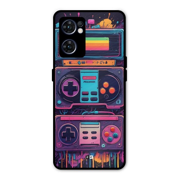 Comic Gaming Console Metal Back Case for Oppo Reno7 5G