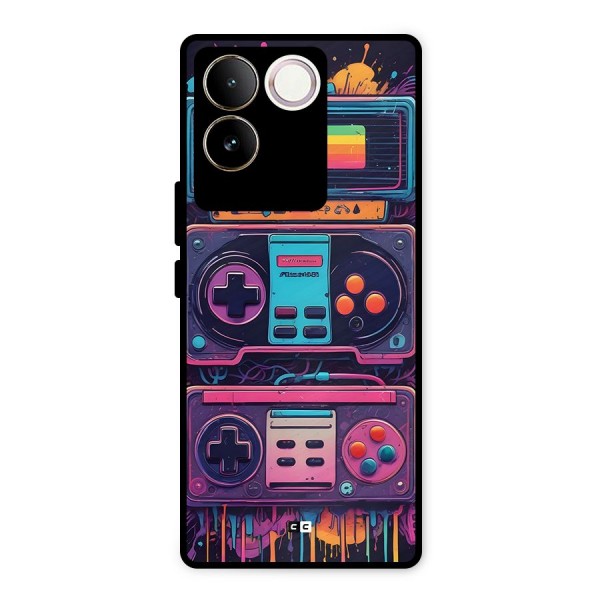 Comic Gaming Console Metal Back Case for Vivo T2 Pro