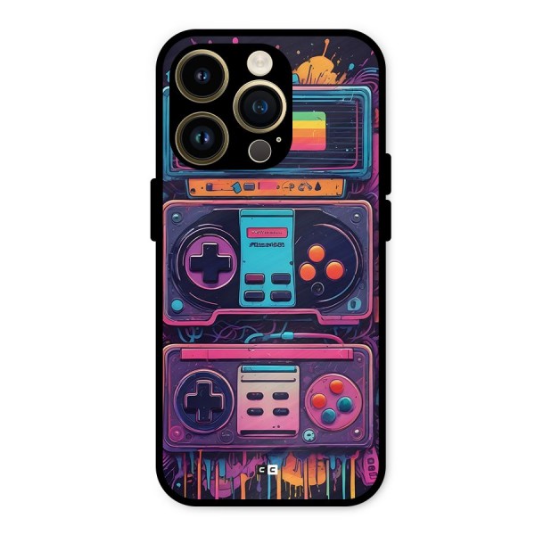 Comic Gaming Console Metal Back Case for iPhone 14 Pro