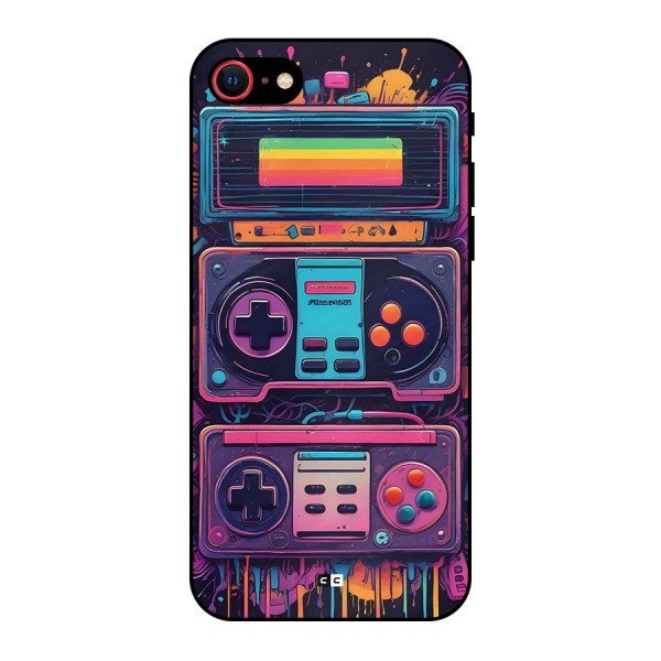 Comic Gaming Console Metal Back Case for iPhone SE 2020