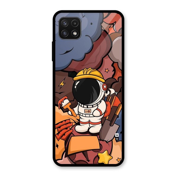 Comic Space Astronaut Glass Back Case for Galaxy A22 5G