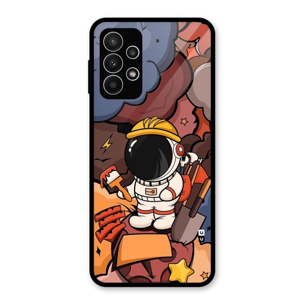 Comic Space Astronaut Glass Back Case for Galaxy A23