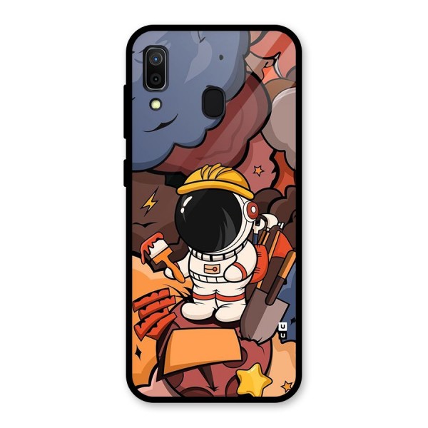 Comic Space Astronaut Glass Back Case for Galaxy A30