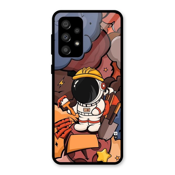 Comic Space Astronaut Glass Back Case for Galaxy A32