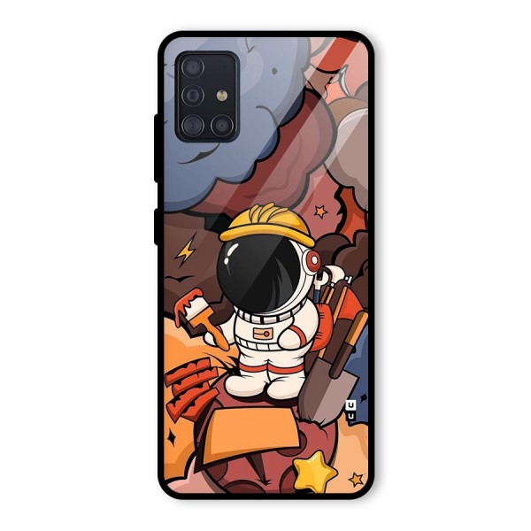 Comic Space Astronaut Glass Back Case for Galaxy A51