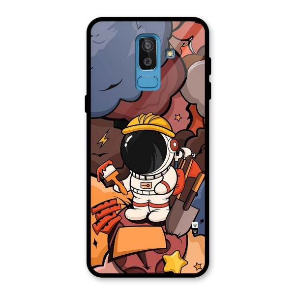 Comic Space Astronaut Glass Back Case for Galaxy J8