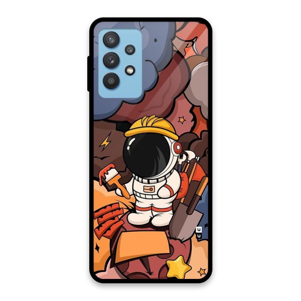 Comic Space Astronaut Glass Back Case for Galaxy M32 5G