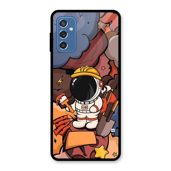 Comic Space Astronaut Glass Back Case for Galaxy M52 5G