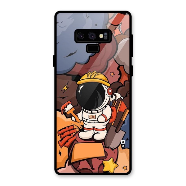 Comic Space Astronaut Glass Back Case for Galaxy Note 9