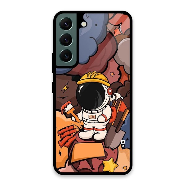 Comic Space Astronaut Glass Back Case for Galaxy S22 5G