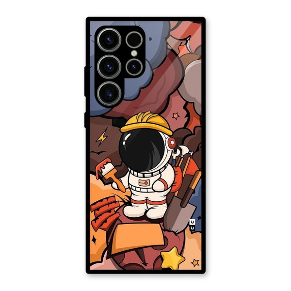Comic Space Astronaut Glass Back Case for Galaxy S23 Ultra