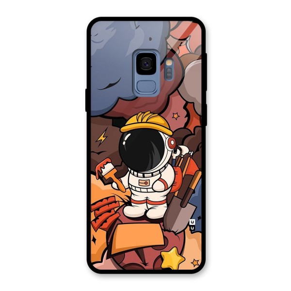 Comic Space Astronaut Glass Back Case for Galaxy S9