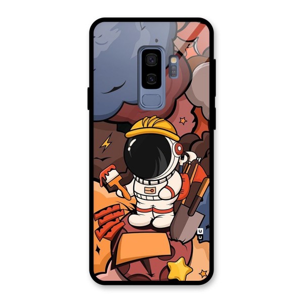 Comic Space Astronaut Glass Back Case for Galaxy S9 Plus