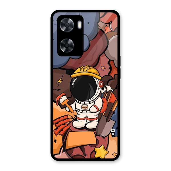 Comic Space Astronaut Glass Back Case for Oppo A57 2022