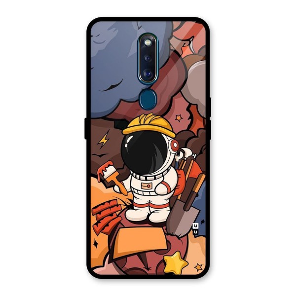 Comic Space Astronaut Glass Back Case for Oppo F11 Pro