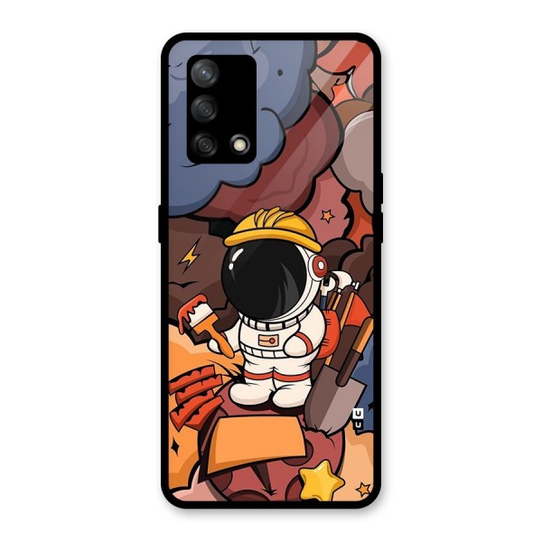 Comic Space Astronaut Glass Back Case for Oppo F19