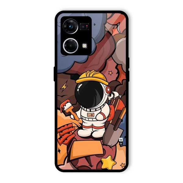 Comic Space Astronaut Glass Back Case for Oppo F21 Pro 4G