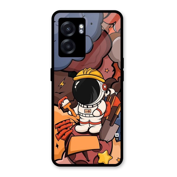 Comic Space Astronaut Glass Back Case for Oppo K10 (5G)