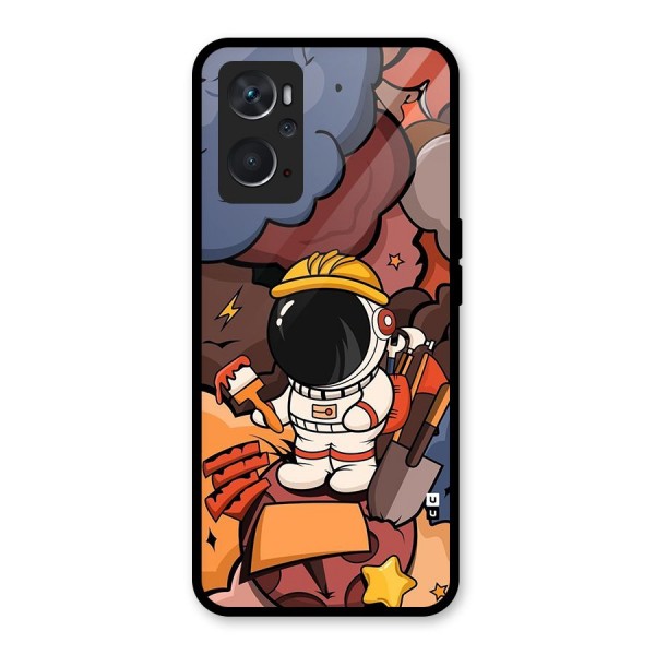 Comic Space Astronaut Glass Back Case for Oppo K10 4G