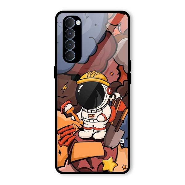 Comic Space Astronaut Glass Back Case for Oppo Reno4 Pro