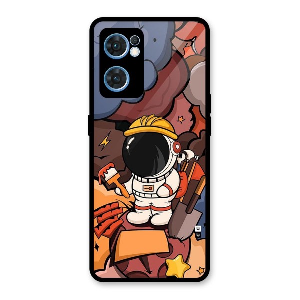 Comic Space Astronaut Glass Back Case for Oppo Reno7 5G