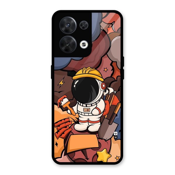 Comic Space Astronaut Glass Back Case for Oppo Reno8 5G