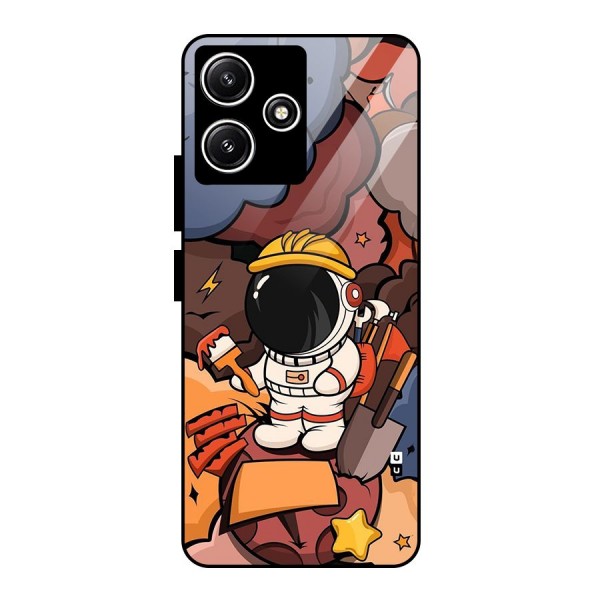 Comic Space Astronaut Glass Back Case for Poco M6 Pro