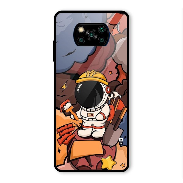 Comic Space Astronaut Glass Back Case for Poco X3 Pro