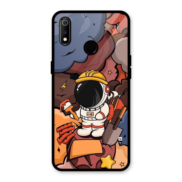 Comic Space Astronaut Glass Back Case for Realme 3