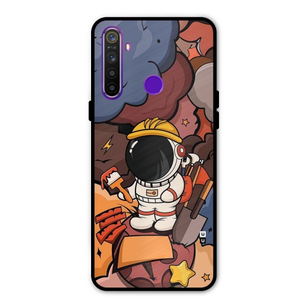 Comic Space Astronaut Glass Back Case for Realme 5s