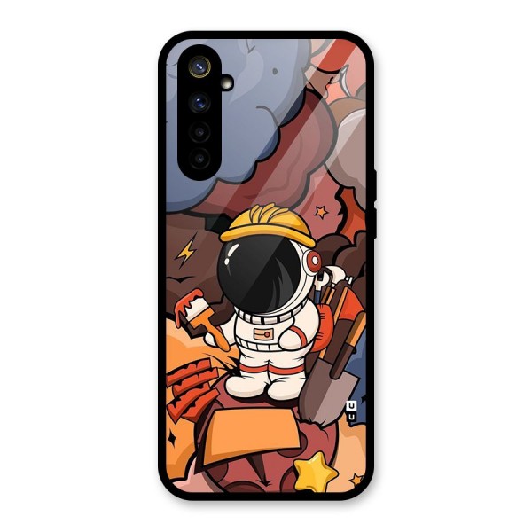 Comic Space Astronaut Glass Back Case for Realme 6i