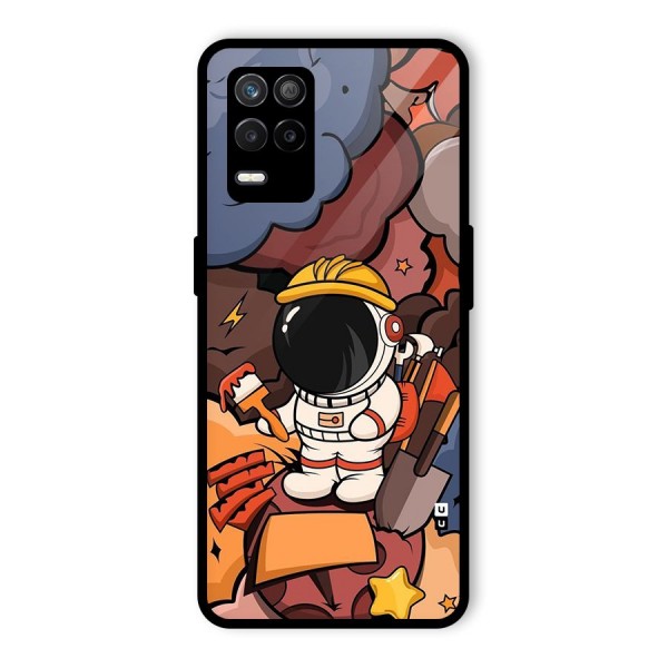Comic Space Astronaut Glass Back Case for Realme 8s 5G