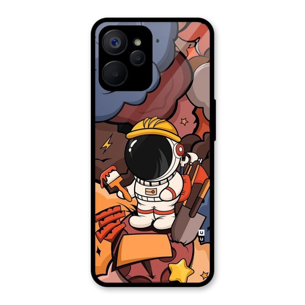 Comic Space Astronaut Glass Back Case for Realme 9i 5G