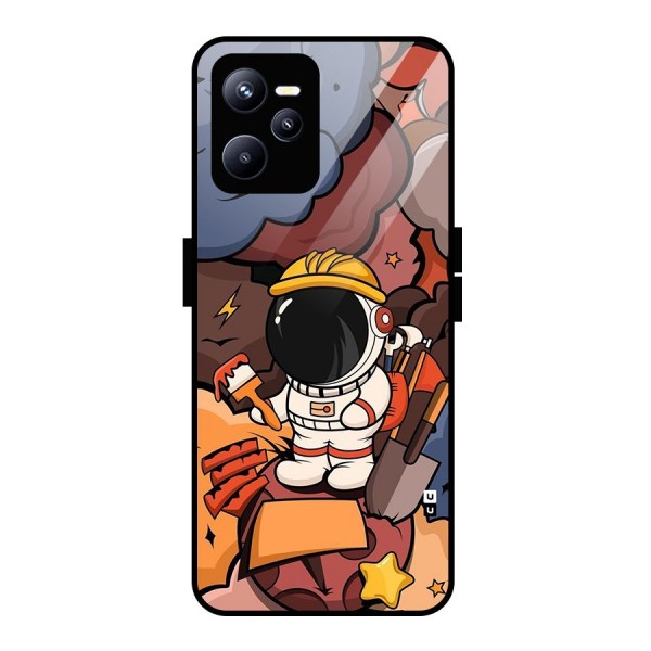 Comic Space Astronaut Glass Back Case for Realme C35