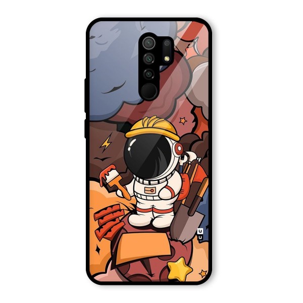 Comic Space Astronaut Glass Back Case for Redmi 9 Prime