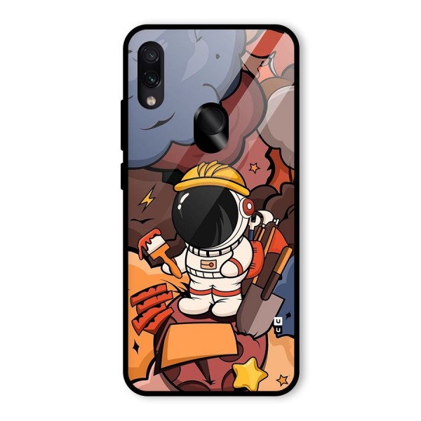 Comic Space Astronaut Glass Back Case for Redmi Note 7