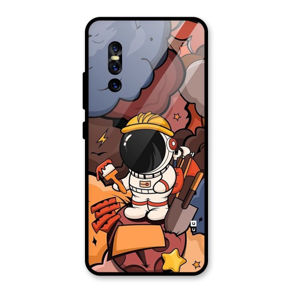 Comic Space Astronaut Glass Back Case for Vivo V15 Pro