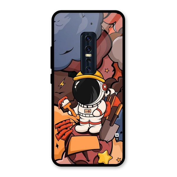 Comic Space Astronaut Glass Back Case for Vivo V17 Pro