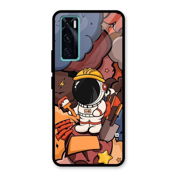 Comic Space Astronaut Glass Back Case for Vivo V20 SE