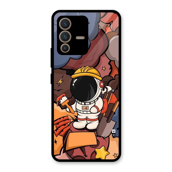 Comic Space Astronaut Glass Back Case for Vivo V23 5G