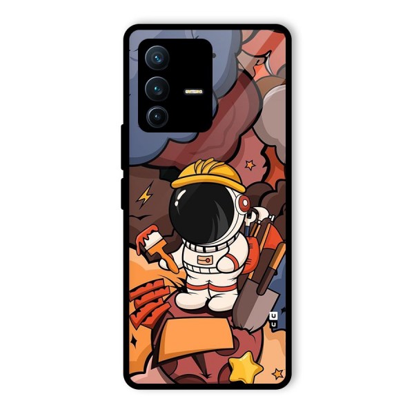 Comic Space Astronaut Glass Back Case for Vivo V23 Pro