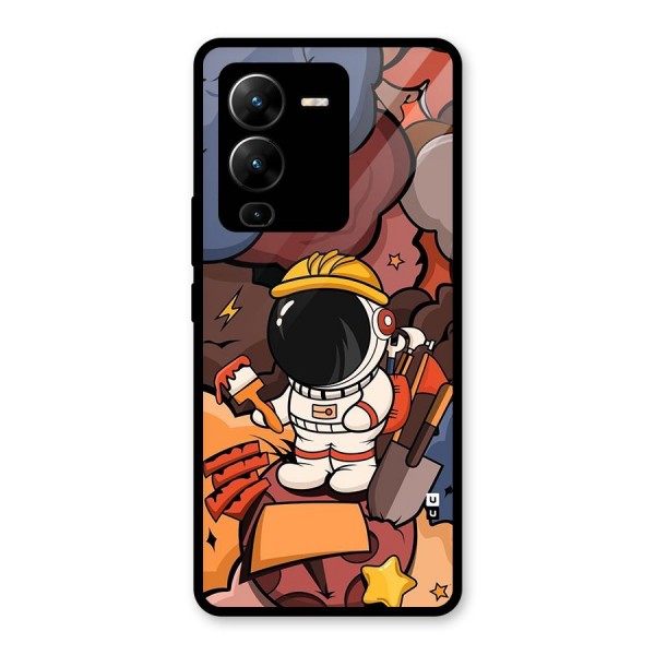 Comic Space Astronaut Glass Back Case for Vivo V25 Pro