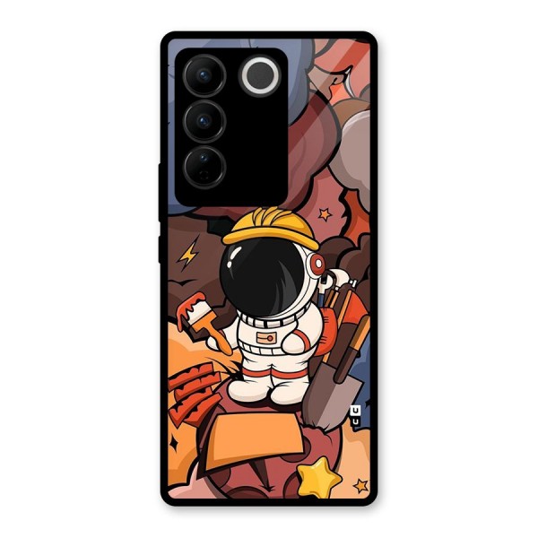 Comic Space Astronaut Glass Back Case for Vivo V27 Pro