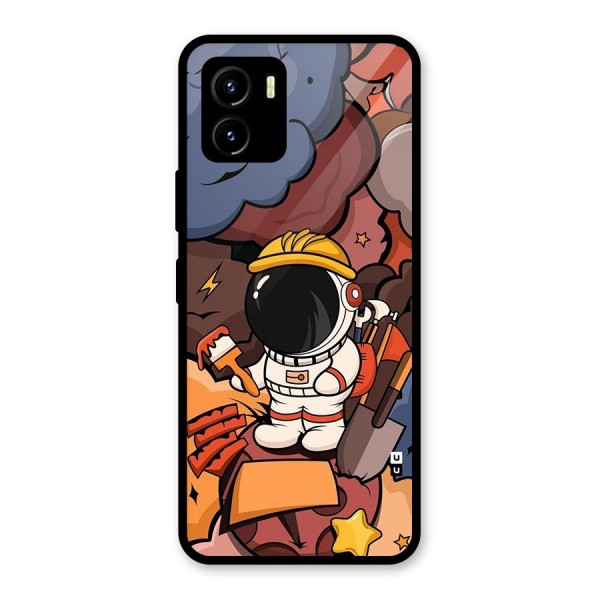 Comic Space Astronaut Glass Back Case for Vivo Y15s