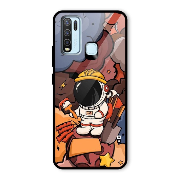 Comic Space Astronaut Glass Back Case for Vivo Y30