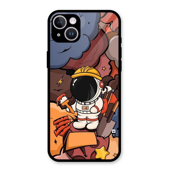 Comic Space Astronaut Glass Back Case for iPhone 14 Plus